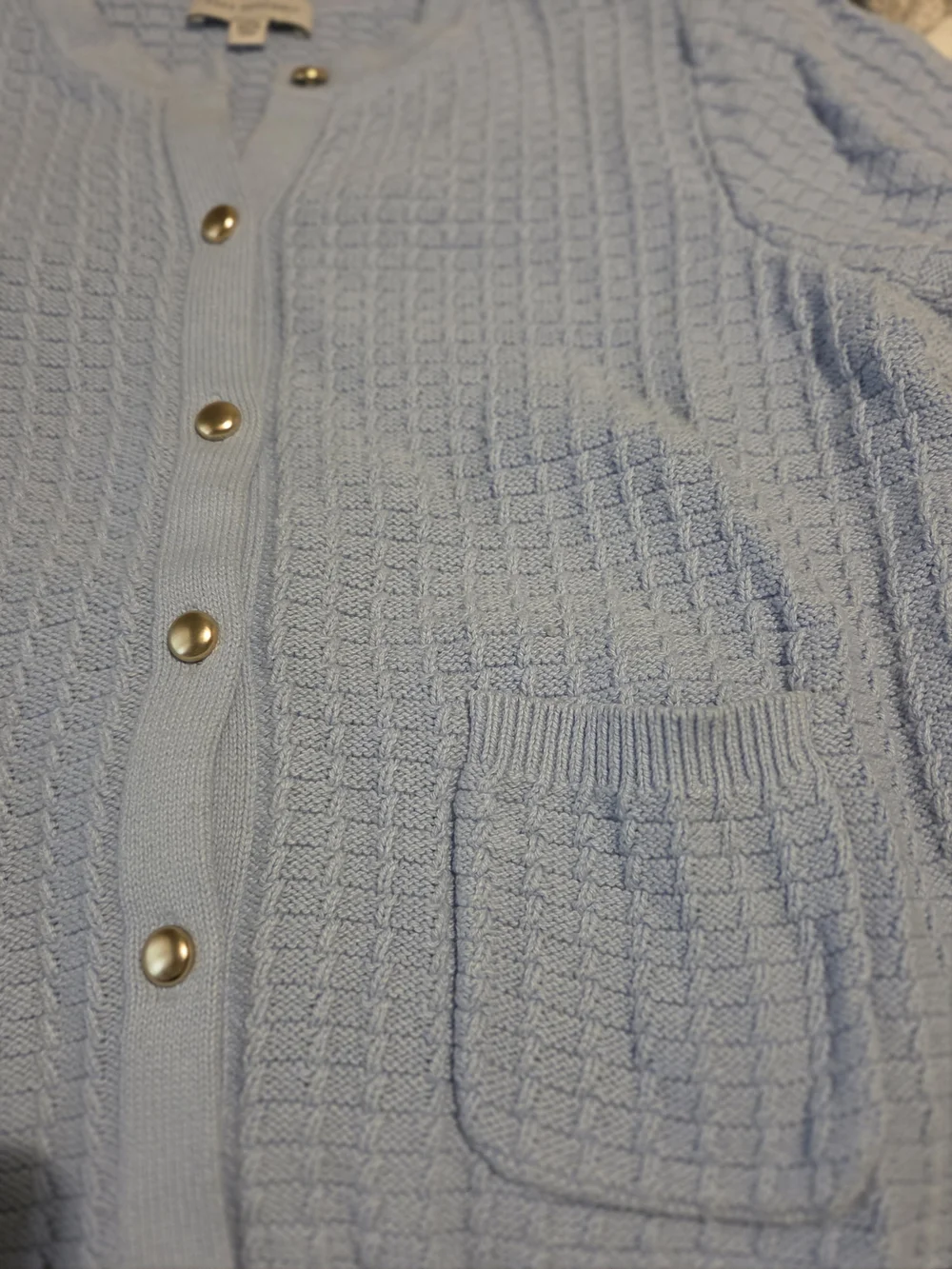 Light Blue Women's Button-Front Textured Cardigan Sweater